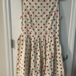 Lady Vintage London Tea Dress UK 18 CHRISTMAS RED/GREEN dots with POCKETS